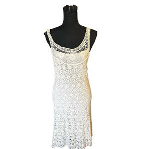 Laffaire Cream Sleeveless Crochet Dress
